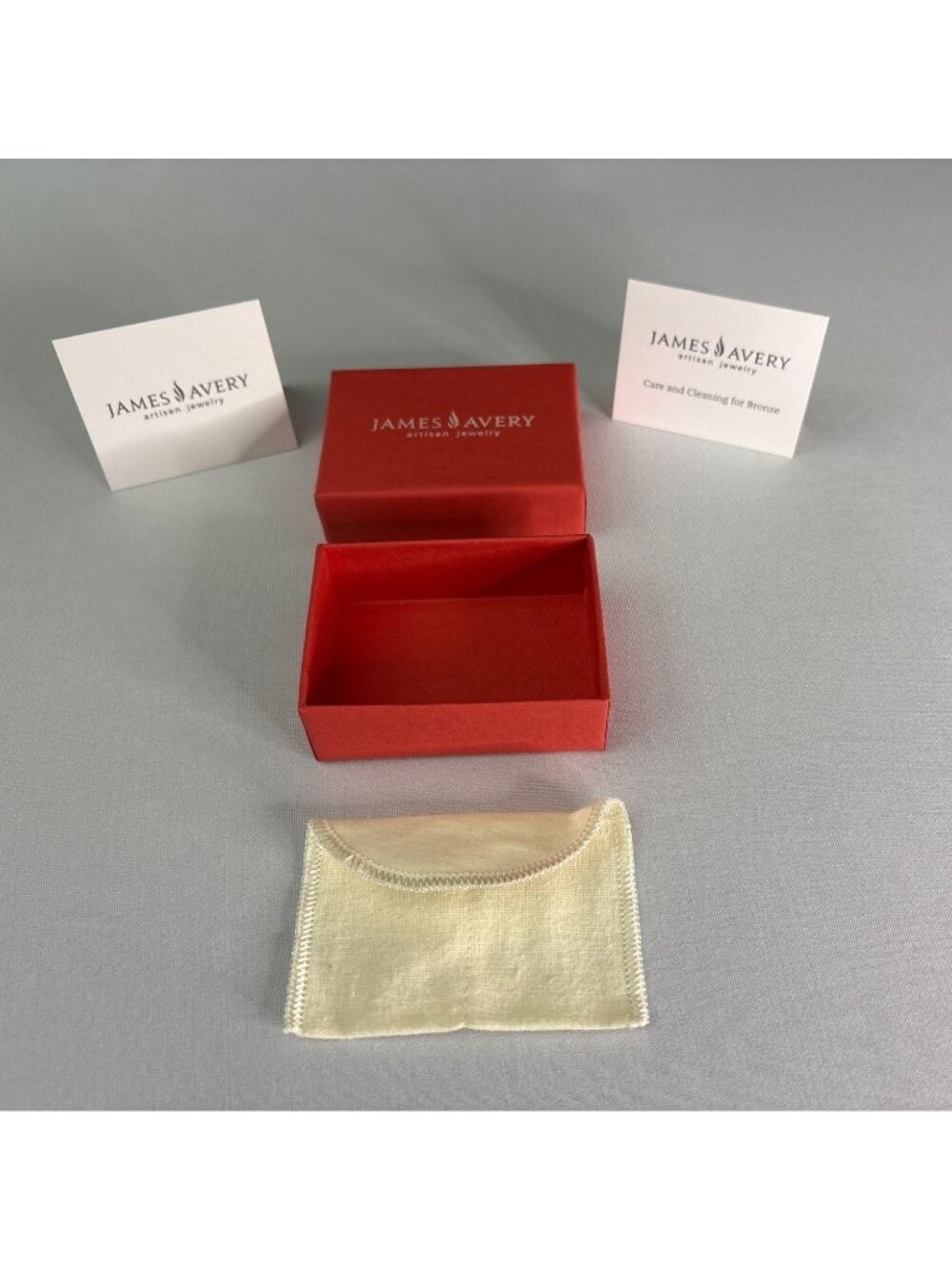 James Avery Artisan Jewelry Red Gift Box With Pouch Cloth & Care Cards BOX ONLY - Picture 4 of 7